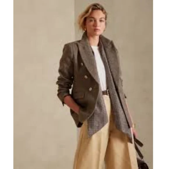 New BANANA REPUBLIC Herringbone Captain's Blazer - 8 Tall - Picture 9 of 9